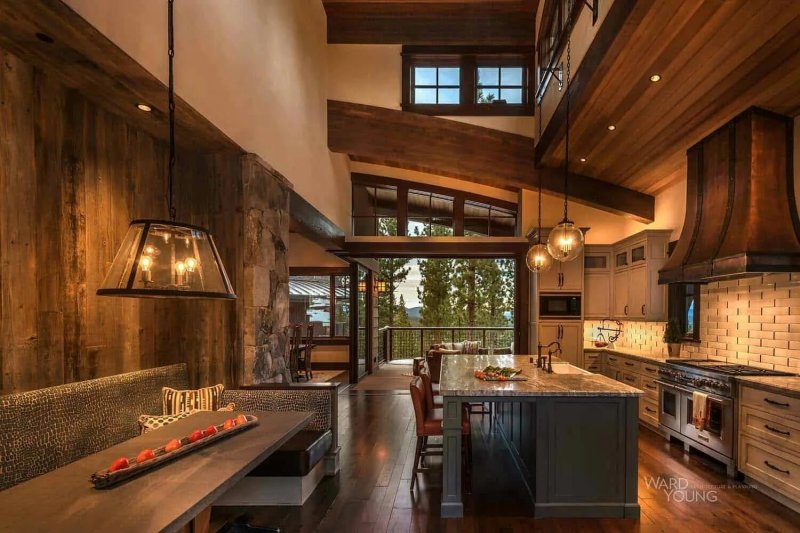 Kitchen in the style of a chalet in a country house