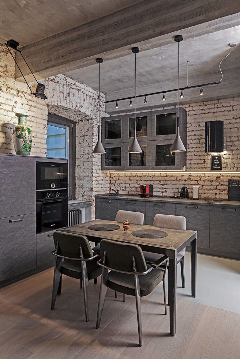 Loft style kitchen interior