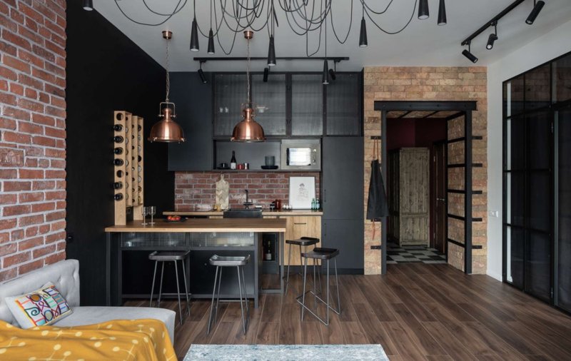 Kitchen living room in loft style