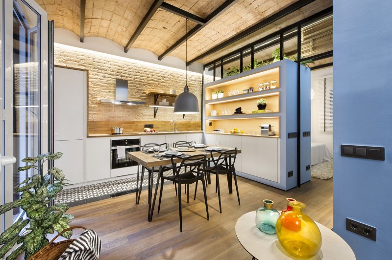 Loft style kitchen interior