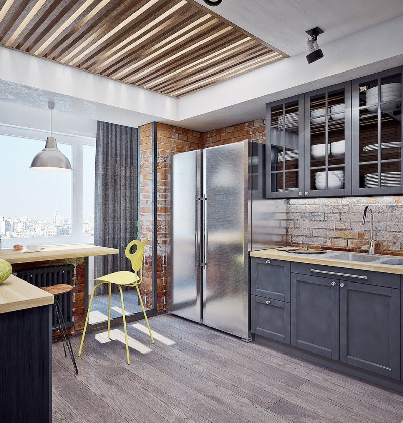 Loft style in the interior of the kitchen