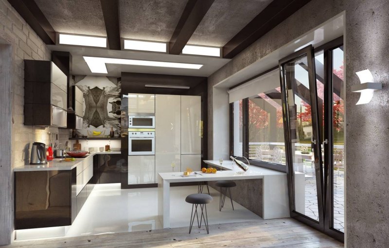 Kitchen living room in loft style