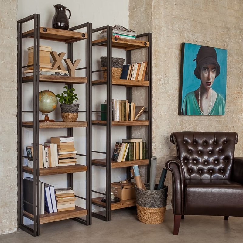 Loft style racks in the interior