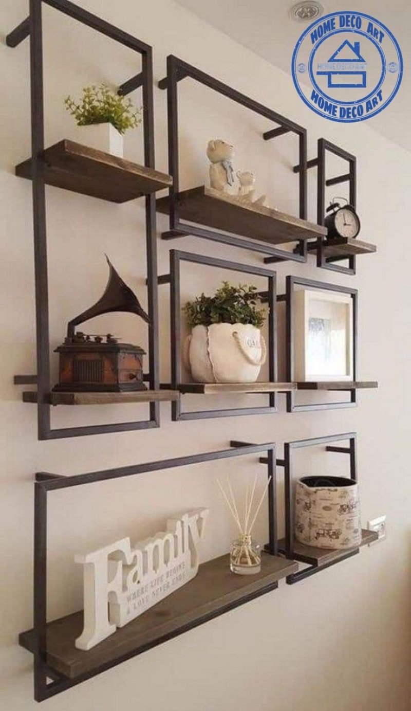 Shelves in the style of loft wall