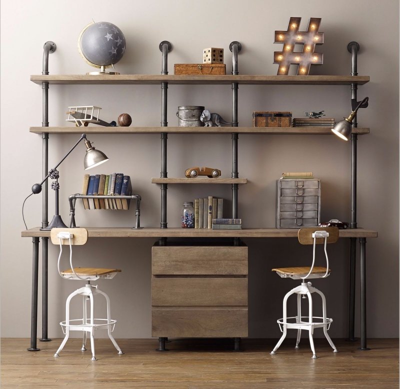 Loft -style rack with a table