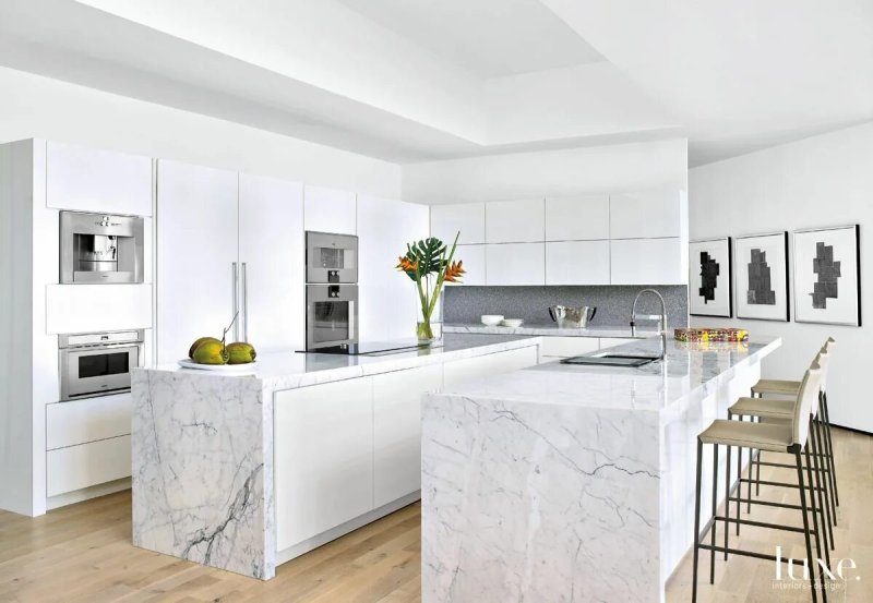 Kitchen modern white marble