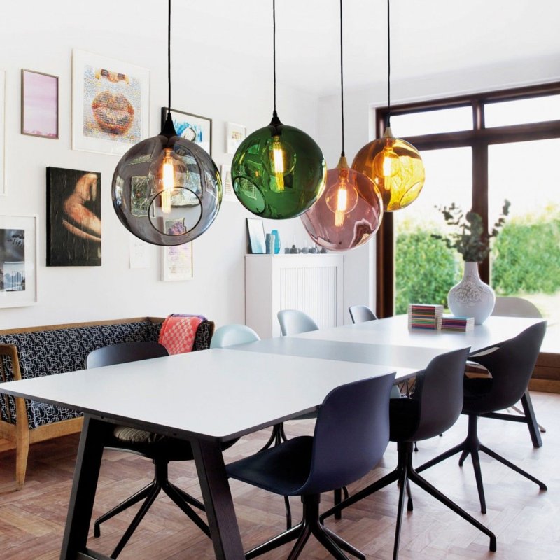 Suspended lamp for the kitchen above the table