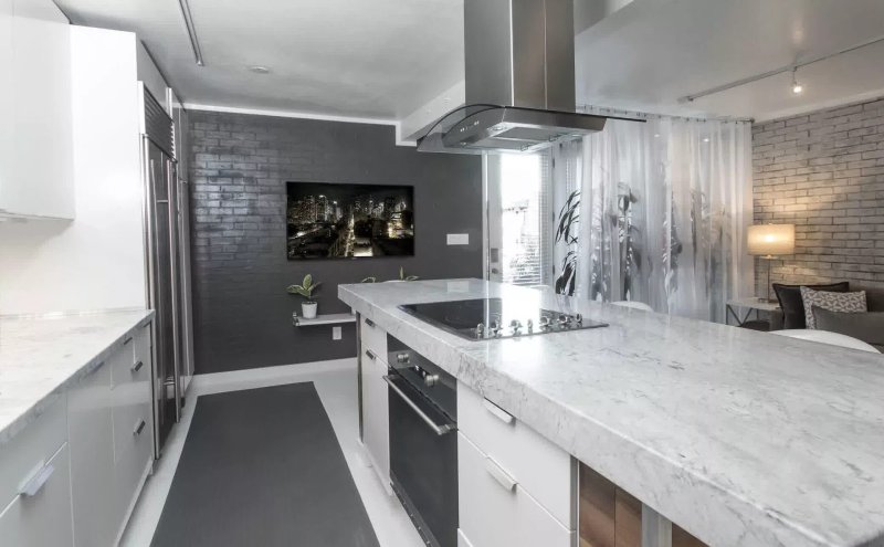 Gray kitchen in loft style