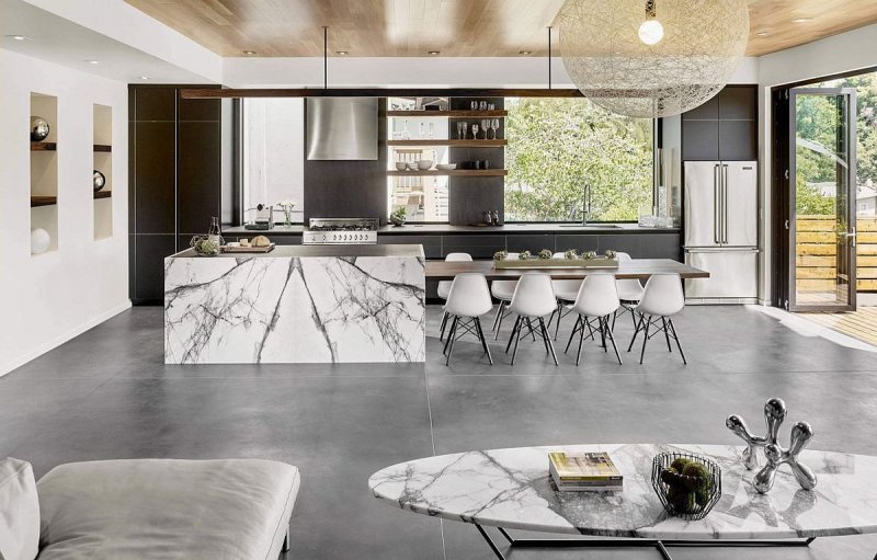 Marble in the interior of the kitchen