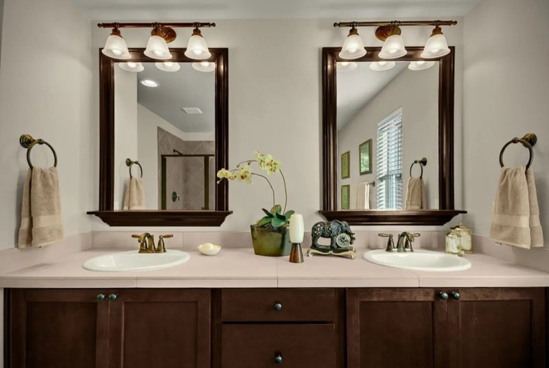 Mirror in the interior of the bathroom