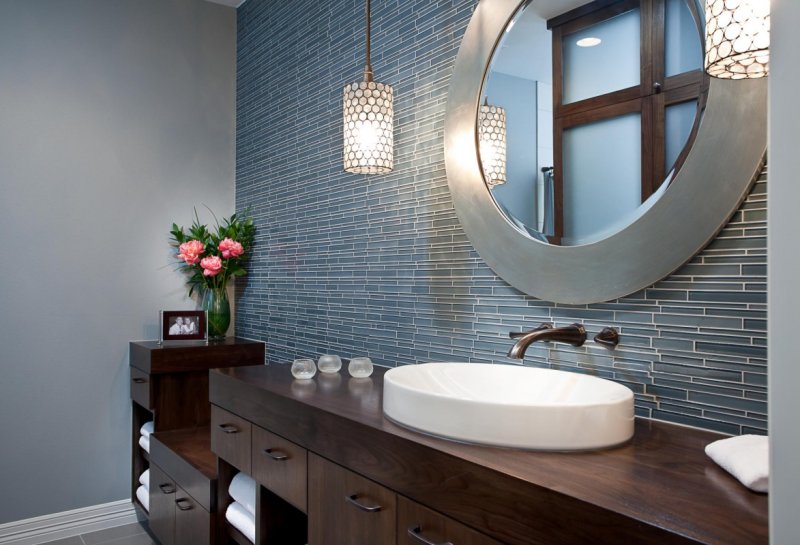 Mirror in the interior of the bathroom