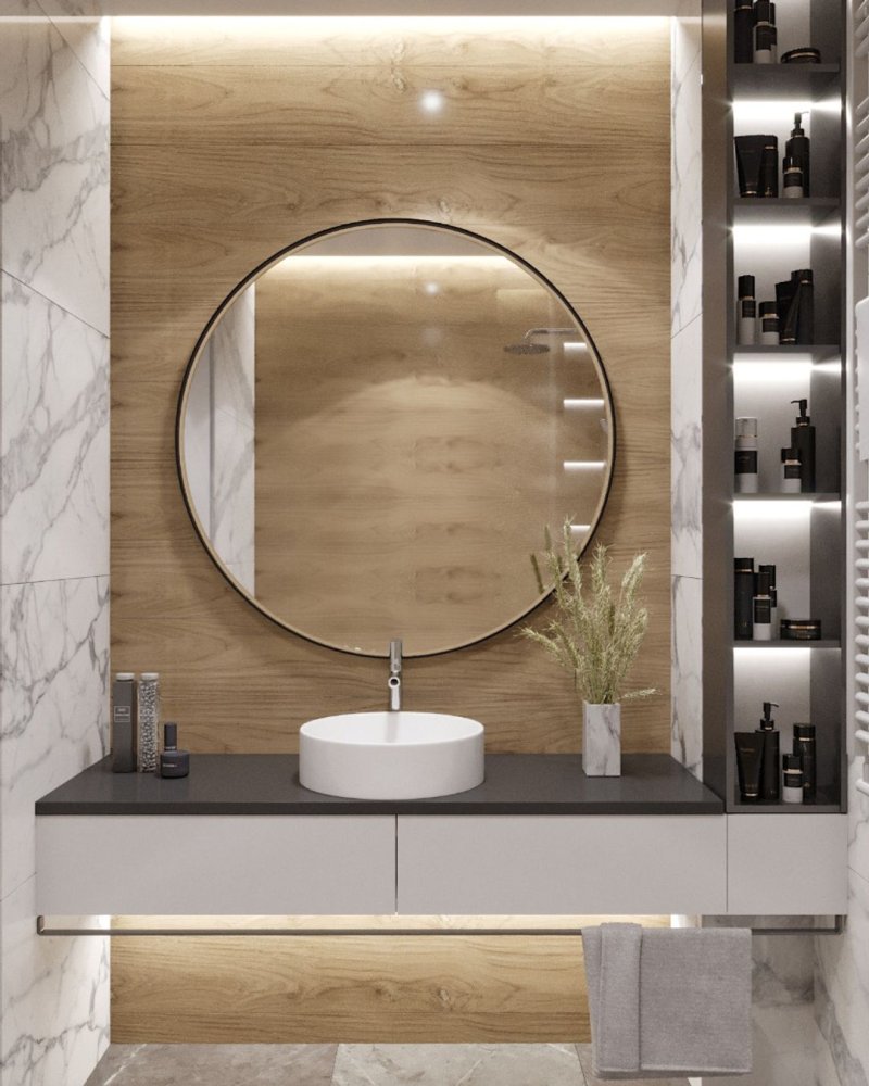 Mirror in the interior of the bathroom