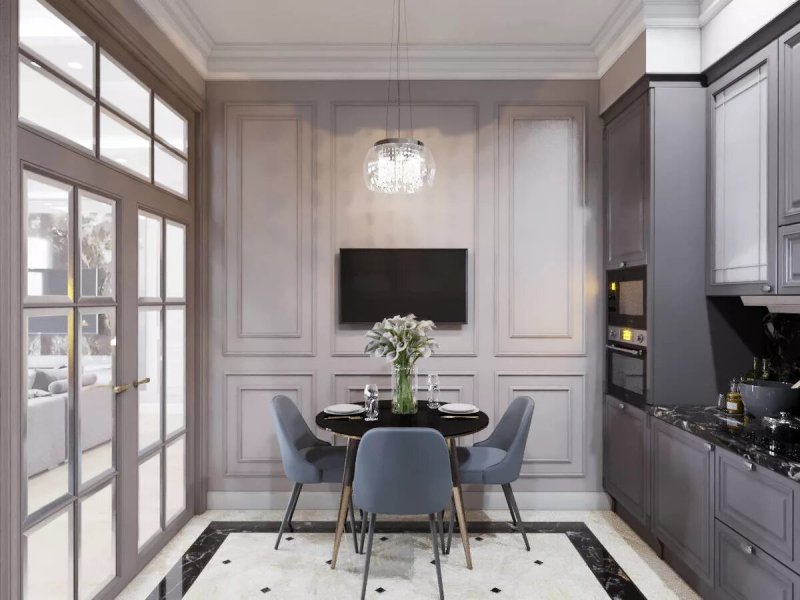 Neoclassic style in the interior of the kitchen