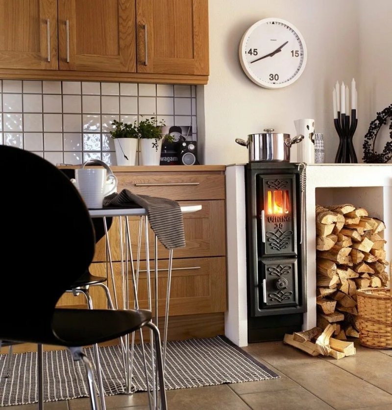 Stove in a modern interior