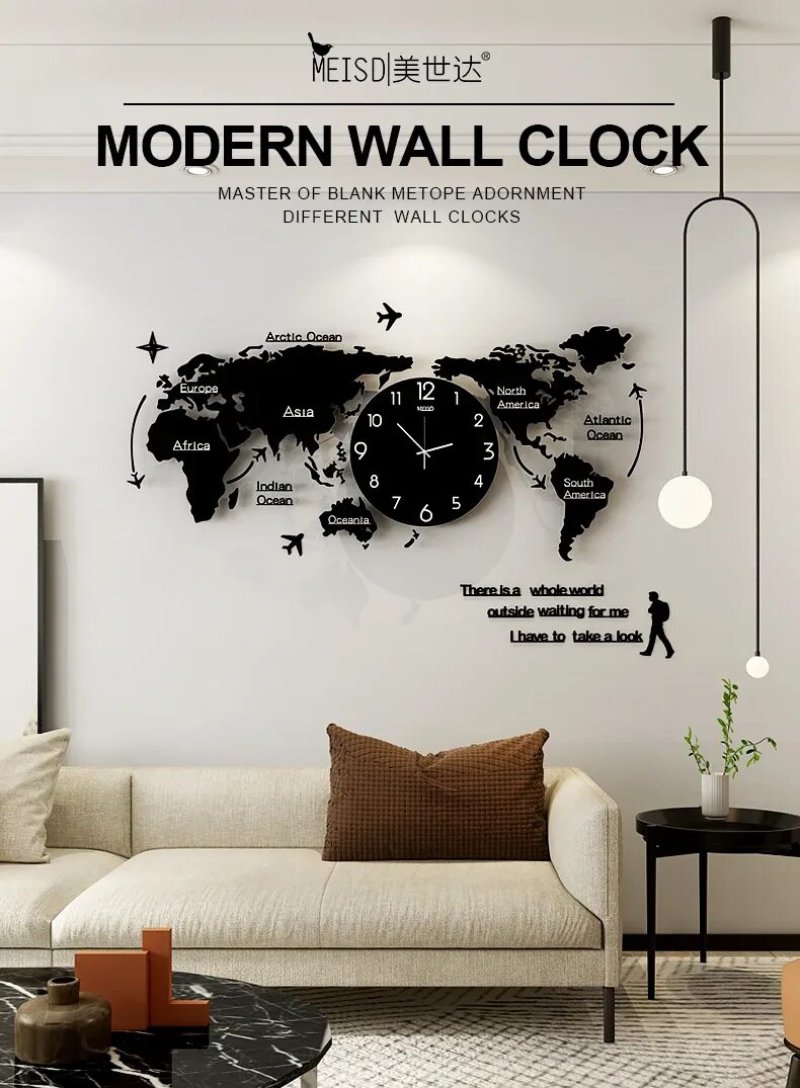 The wall clock is modern