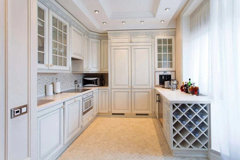 White kitchen neoclassic in the interior