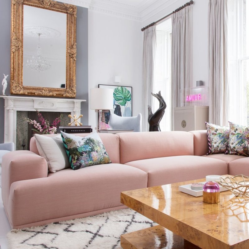 Pink sofa in the living room