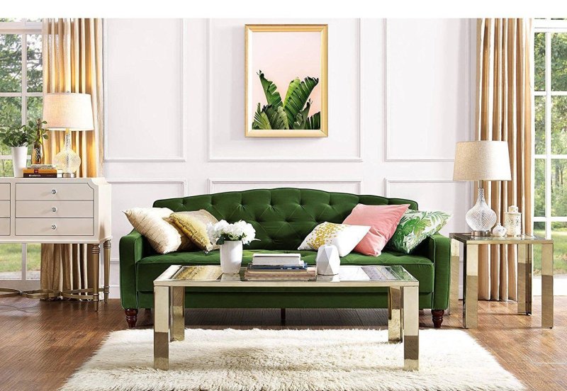 Green sofas in the interior