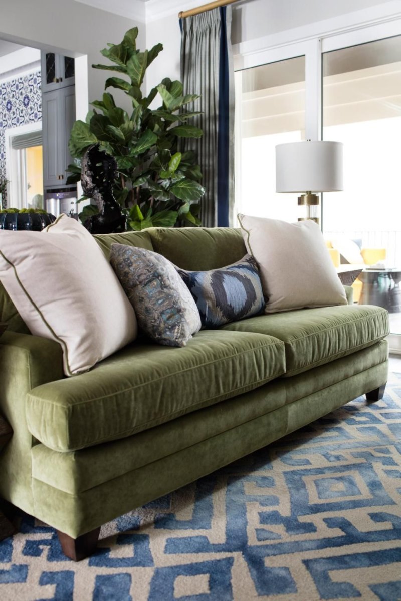 Green sofas in the interior