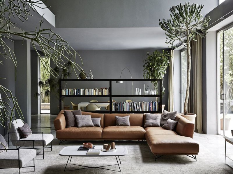 Modular sofas in interiors in industrial