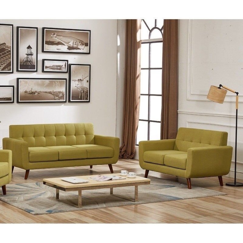 Green sofas in the interior