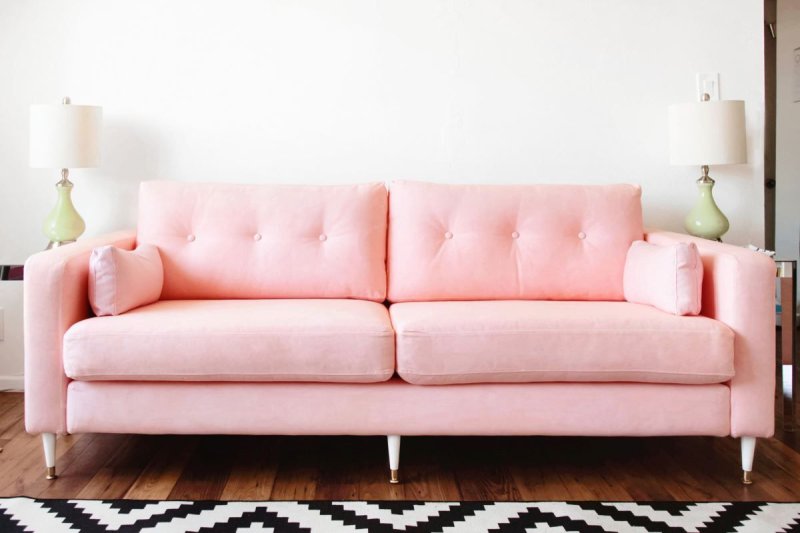 Pink sofa in the interior