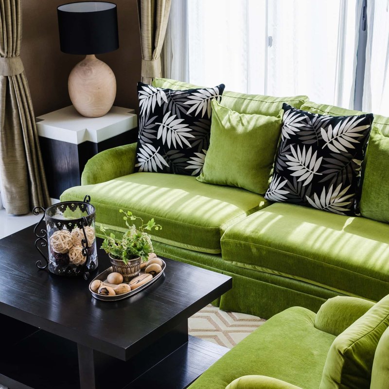 Green sofa interior