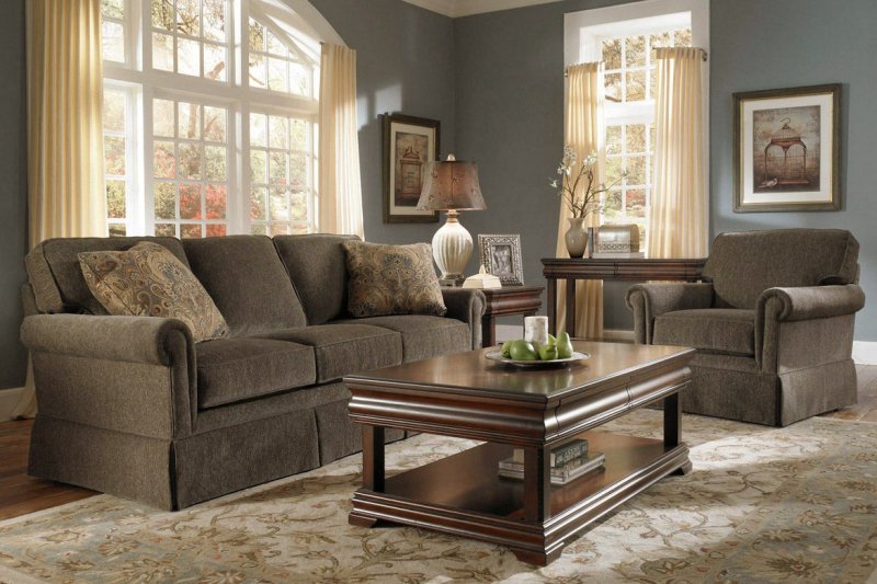 Upholstered furniture in the interior of the living room