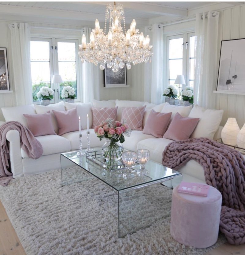 Pink sofa in the interior