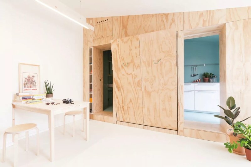 Plywood in the interior