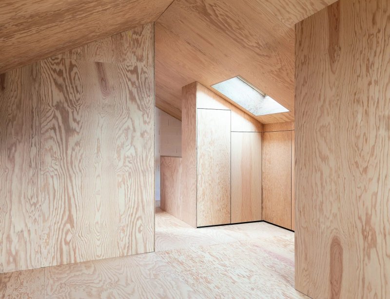 Plywood in the interior of a country house