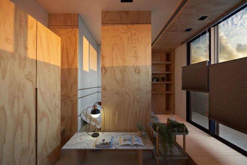 Plywood in the interior