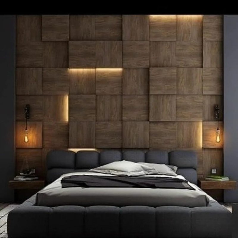 Wooden panels in the bedroom