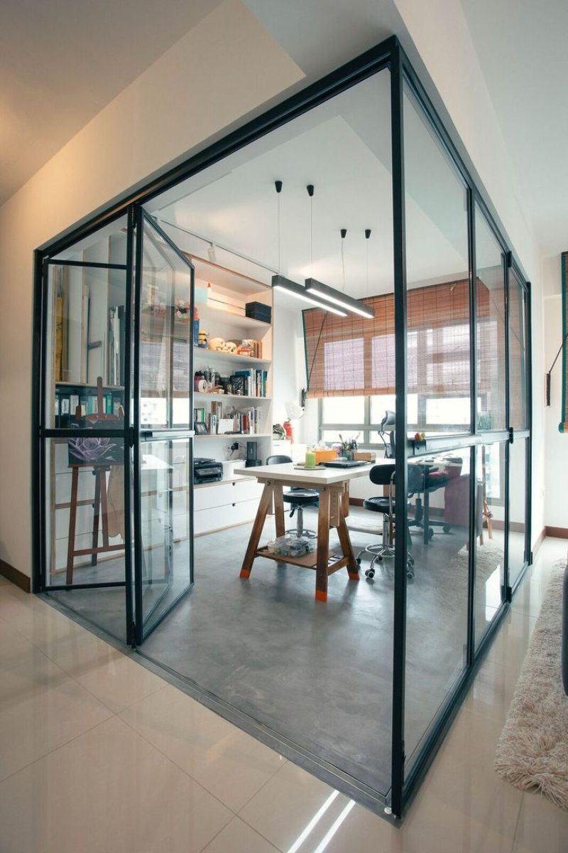 Glass partitions in the style of loft