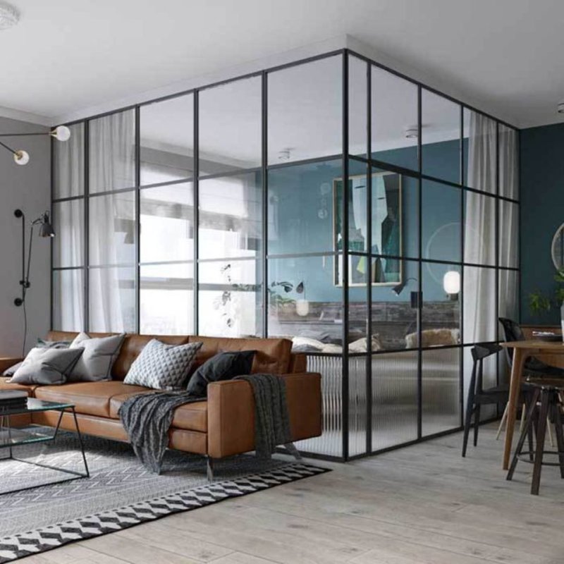 Glass partition in the interior