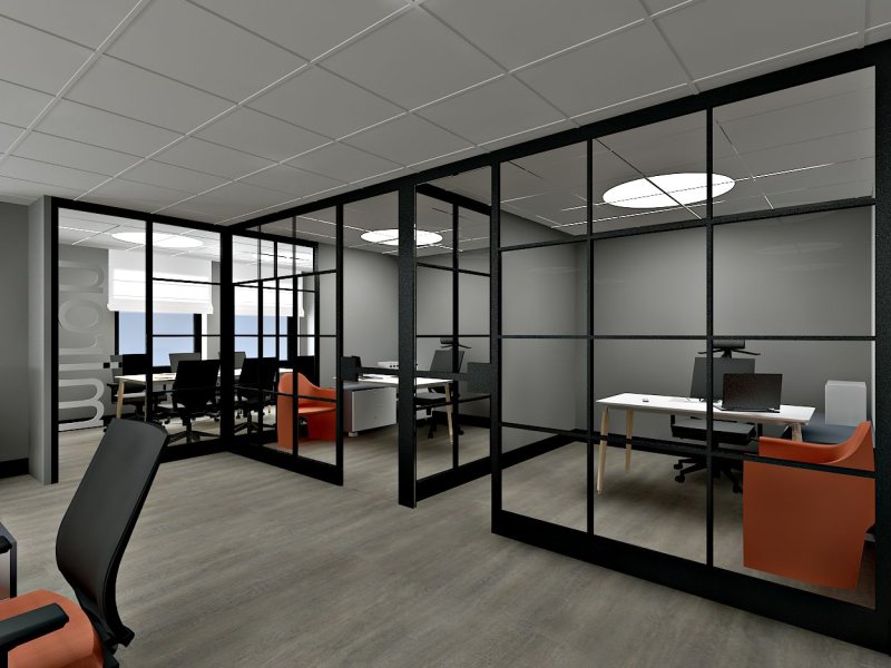 Glass partition to the office