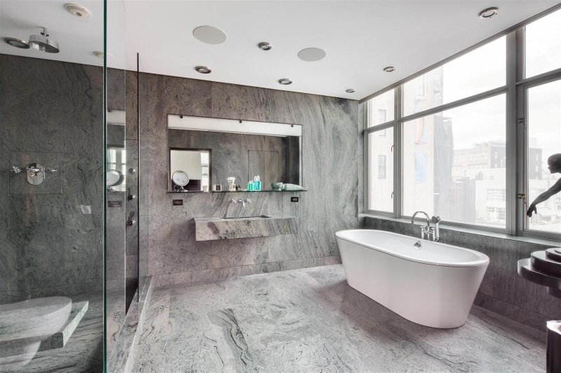 Gray marble in the bathroom