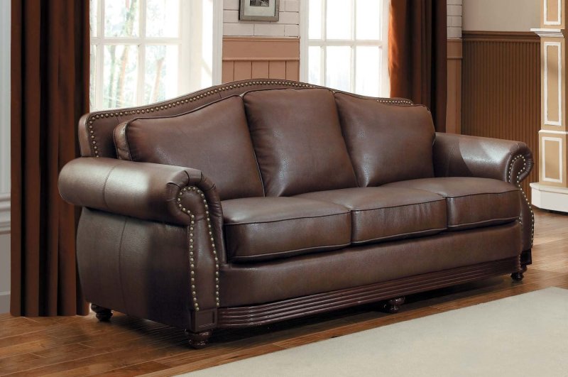 Leather sofa in the interior