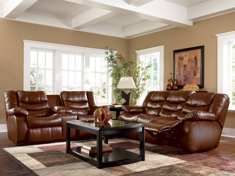 Leather sofa in the interior