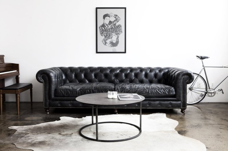 Leather sofa in the interior