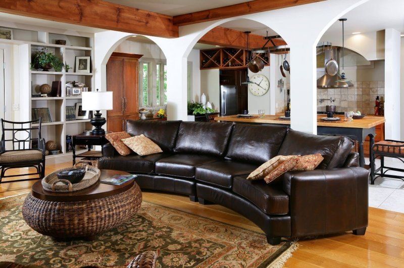 Leather sofa in the interior