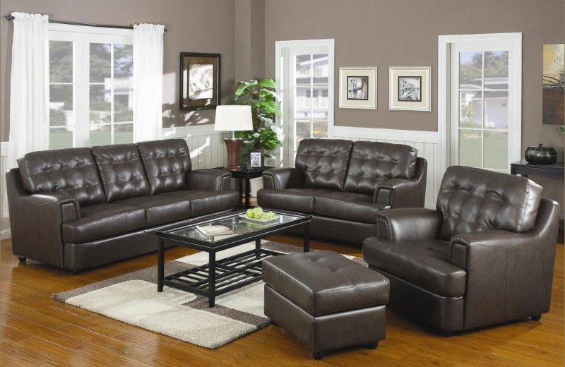 Brown leather sofa