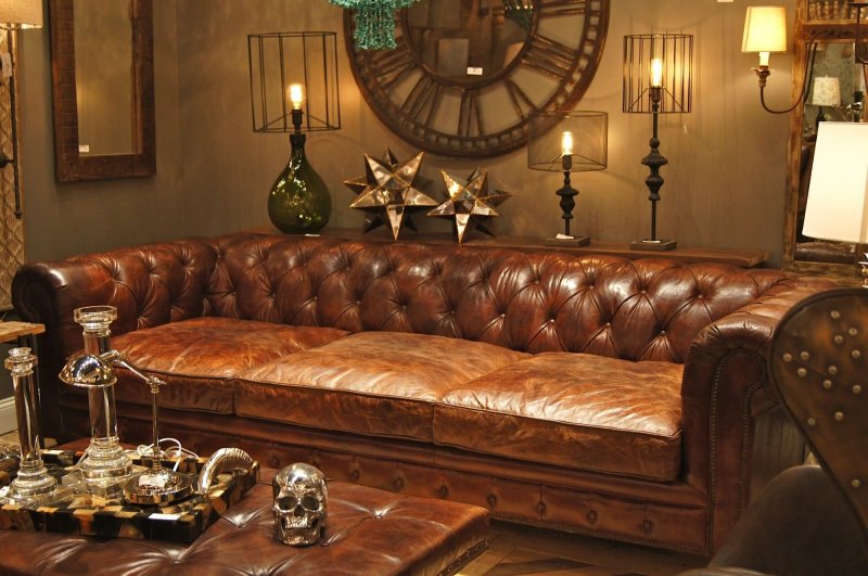 Leather sofa in the interior