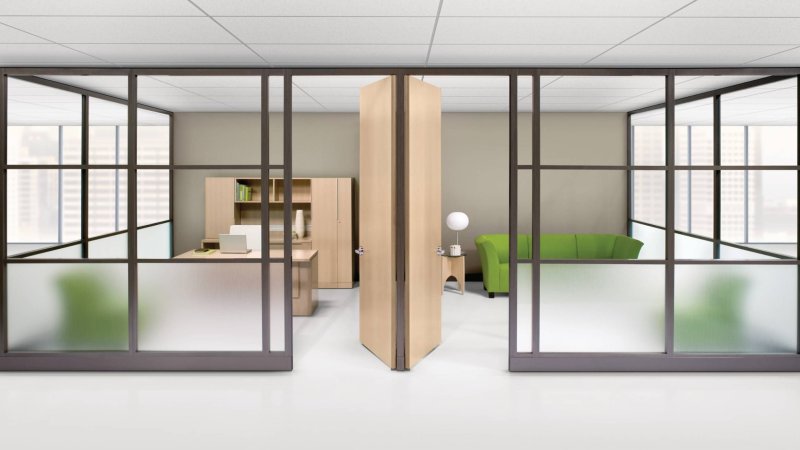 Glass office partitions