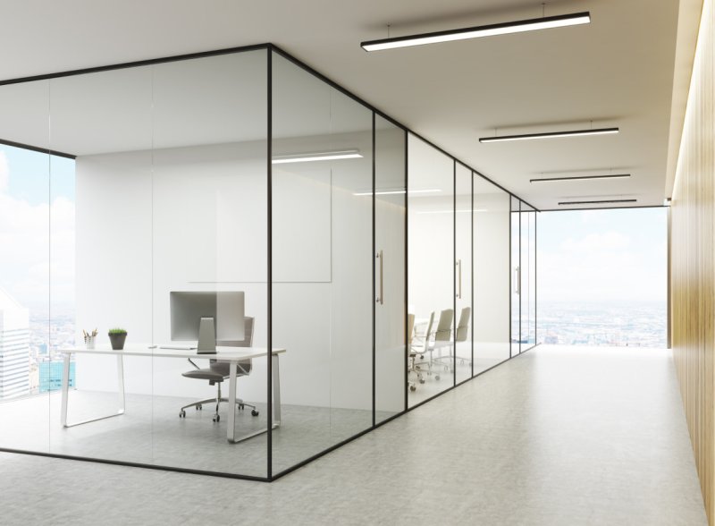 Glass office partitions