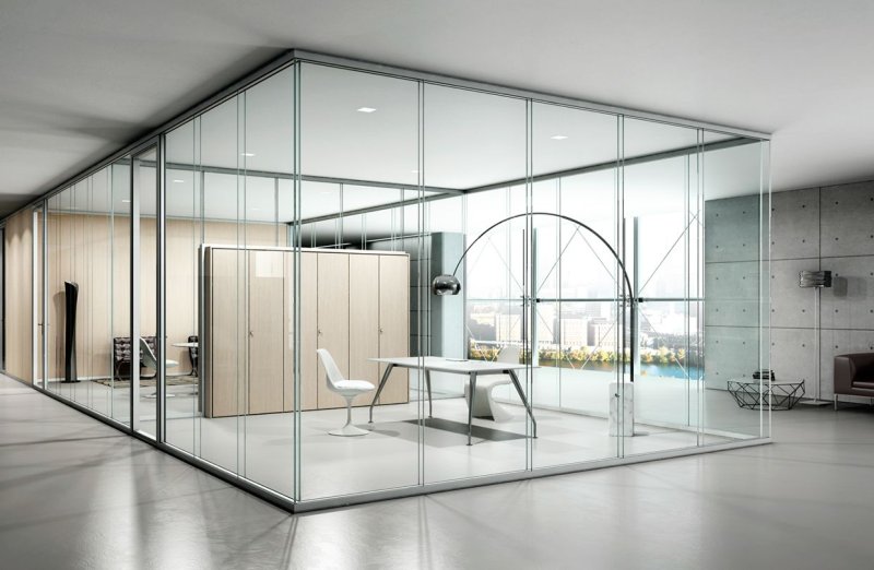 Glass office partitions