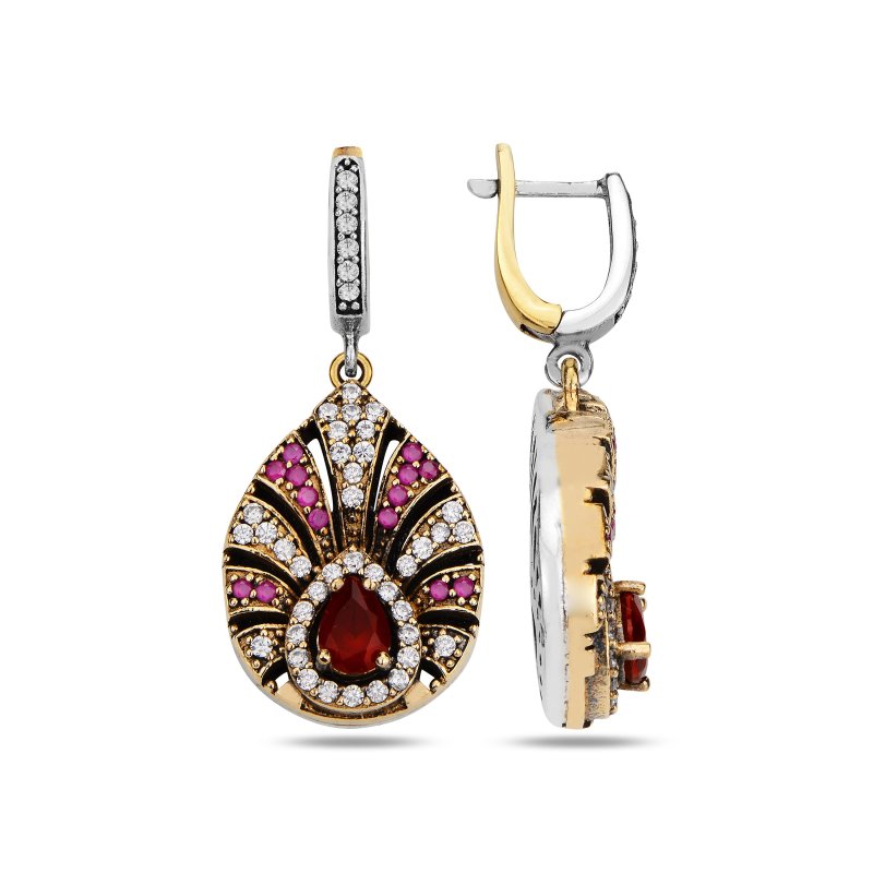 Golden earrings with ruby ​​Sargon