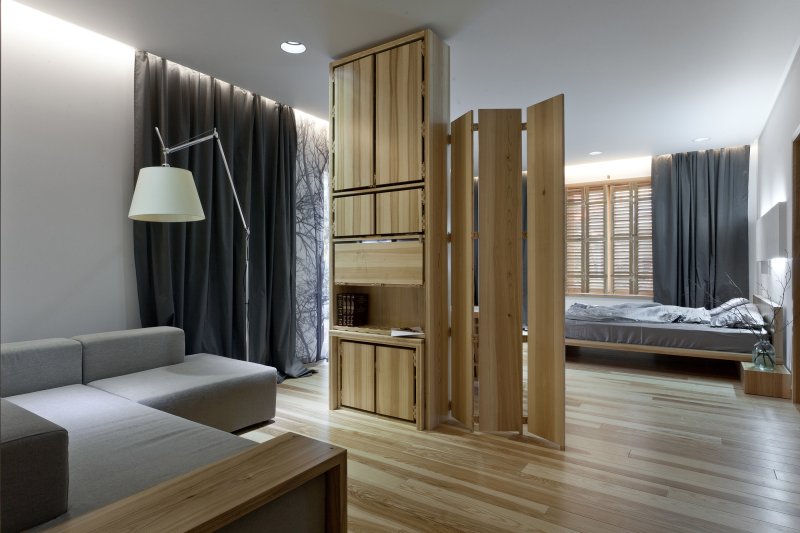 Wooden partitions for zoning space