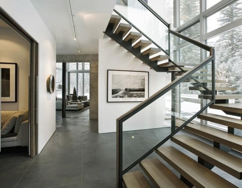 Modern stairs in the interior of a private house