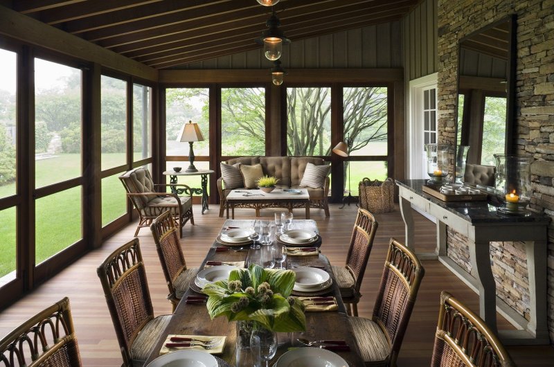 The interior of the veranda in the country house